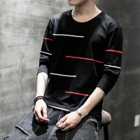 梵克公牛男士T恤长袖流牌个性条纹棉打底衫男生休闲韩版秋衣服男装