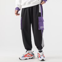 梵克公牛收脚男大口袋棉宽松休闲流ins风cargo青春流行牌束脚裤 黑色