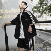 梵克公牛夏季ins牌休闲运动套装男流学生嘻哈短袖卫衣短裤两件套