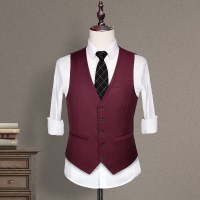 梵克公牛男士V领马甲修身秋季伴郎服兄弟装服装新郎结服西服马夹