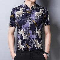 梵克公牛中青年短袖衬衫男商务免烫 2021热卖男士上班工作帅气简约夏季新款爸爸装半袖衬衣休闲爸爸装男