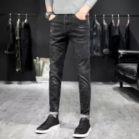 梵克公牛牛仔裤男常规高弹力2020新款男士复古怀旧春长裤青年时尚韩版潮牌ins小脚休闲百搭裤子