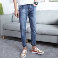 梵克公牛牛仔裤男常规高弹力2021新款春夏破洞复古怀旧男韩版小脚弹力复古怀旧青年男式休闲九分裤