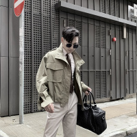 梵克公牛韩国男外套秋新款潮棒球青年百搭修身工装口袋夹克