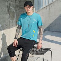 梵克公牛休闲运动套装短袖男夏季半袖ins港风字母印花体恤男装2020新款潮牌男两件套青少年时尚套装男