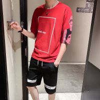 梵克公牛夏季套装男流帅气休闲运动两件套初中高中学生牌短袖夏天棉透气一套衣服