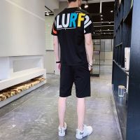 梵克公牛时尚休闲运动套装男夏季牌短袖短裤两件套韩版修身青少年学生一套男衣服棉T恤打底衫牌套装