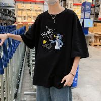 梵克公牛ins港风T恤男棉夏天衣服潮牌休闲宽松卡通短袖T恤男装打底衫学生帅气半袖体恤上衣