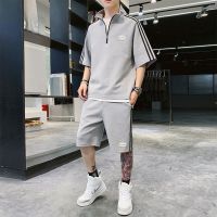 梵克公牛短袖T恤套装男士夏季2021新款韩版流休闲运动装ins牌学院风pf帅气一套衣服学生班服