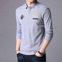 梵克公牛2021春季新款中年长袖T恤条纹保罗polo衫男士丅桖上衣官方男装
