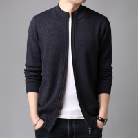 梵克公牛2020春季新款男士长袖纯羊毛针织开衫时尚潮流休闲拉链毛衣外搭男官方男装
