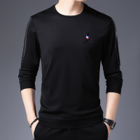 梵克公牛2021秋季新款男式卫衣青年装男士长袖T恤休闲商务休闲流圆领纯色套头男官方男装 113HB9517黑色
