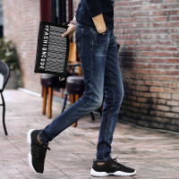 梵克公牛2019年秋季新款时尚男士牛仔裤男紧身青年潮流裤子男帅气潮官方男装 105HB3578蓝色