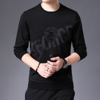 梵克公牛2021年秋季秋季新款男装T恤男士休闲圆领商务休闲流印花青年休闲长袖运动装官方男装 119HB86-20