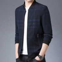 梵克公牛2021春季新款男式时尚条纹印花休闲合体夹克拉链潮流绅士长袖外套官方男装