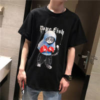 梵克公牛2021年男士新款2021新款夏季拳击猫扎染短袖T恤男士打底衫男日系青年潮牌休闲