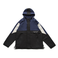 梵克公牛拼色运动夹克男潮流韩版帅气连帽工装外套宽松冲锋衣