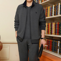 梵克公牛男装初秋登山跑步季中老年人运动套装男土休闲宽松大码卫衣中年跑步晨练服爸爸【