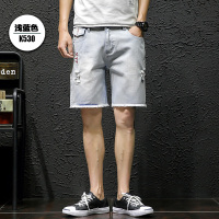 梵克公牛夏季水洗牛仔男士加肥加大码常规休闲五分裤子常规潮流胖六分裤