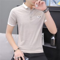 梵克公牛男士短袖翻领T恤夏季青少年初高中大学生男孩有领带领Polo衫男装中学半袖纯色体恤