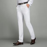 梵克公牛2021夏季薄款男装纯色白色免烫商务羊修身西装 西裤男大码
