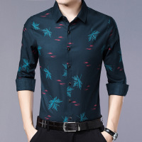 梵克公牛长袖衬衫男商务男式衬衫男装春季新款衬衣爸爸装上衣免烫2021新款