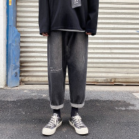 梵克公牛坠感阔腿牛仔裤男黑色常规新款网红很仙的裤子痞帅长裤潮流