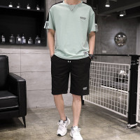 梵克公牛T恤男衣服2021夏季运动套装男装卫衣男款圆领潮流T恤打底衫大码半袖春夏短裤男