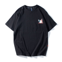 梵克公牛春季男士新款小狗印花圆领T恤短袖上衣宽松休闲港风体恤