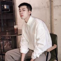 梵克公牛白衬衫宽松男原宿风长袖衬衣韩版流上衣痞帅港风帅气