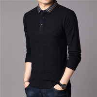 梵克公牛季新款翻领长袖男士毛衣纯色休闲宽松套头羊毛衫