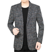 梵克公牛男装新款青中年西服男外套 男式平驳领西服毛呢外套 灰色