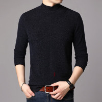 梵克公牛2021季纯色半高领男式羊毛衫中年休闲商务休闲套头打底衫