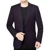 梵克公牛男装新款中年西服男外套 男式西服商务休闲款上衣外套 酒红色