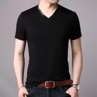 梵克公牛短袖T恤新款短袖纯色T恤衫男式流时尚休闲青年V领男士韩版T恤衫