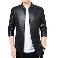 梵克公牛秋季新款男装青中年皮衣男外套 男式立领皮夹克爸爸装