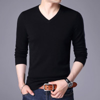 梵克公牛2019年春季秋新款V字领男士针织衫薄款宽松商务休闲休闲套头羊毛衫上衣