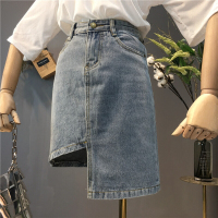 不规则高腰仔身裙夏2018韩版开短裙裙蓝_4