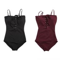 韩绑带肩带胸温泉沙滩度比基尼连体泳衣泳