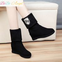 BOBO Angel[一鞋二穿]春秋冬靴内增高百搭短靴长靴中筒弹力加绒保暖女靴