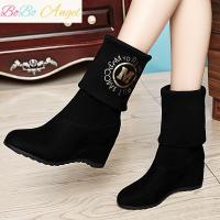 BOBO Angel两种穿法春秋冬女鞋韩版短靴平底女靴百搭时装靴内增高中筒靴