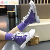 BOBO Angel马丁靴女秋季透明靴2019新款百搭短筒韩版嘻哈女鞋子潮学生短靴