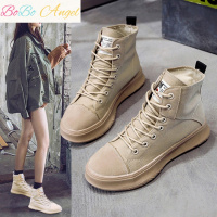 BOBO Angel高帮鞋女2019秋季新款马丁靴女英伦风帆布鞋女学生百搭靴子女短靴