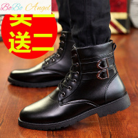 BOBO Angel2019秋冬季高帮皮鞋防水马丁靴子男英伦短靴加绒保暖棉鞋工装
