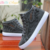 BOBO Angel2019春夏季男生帆布鞋潮鞋男士休闲鞋韩版潮流高帮牛仔布鞋男鞋子