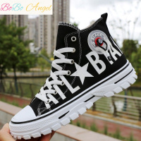 BOBO Angel秋季新款高帮帆布鞋男厚底增高板鞋韩版百搭潮鞋男鞋嘻哈休闲短靴