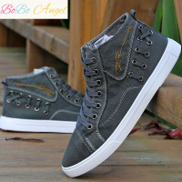 BOBO Angel秋季高帮帆布鞋男韩版男生牛仔布鞋男士休闲鞋百塔学生板鞋男潮鞋