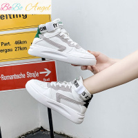 BOBO Angel 小白鞋女鞋2019新款潮高帮鞋女学生韩版百搭厚底透气网跑步运动鞋