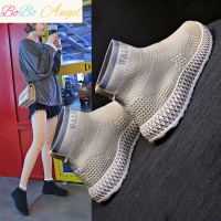 BOBO Angel弹力袜子鞋子女网红透气2019夏季高帮飞织老爹超火百搭运动跑步鞋