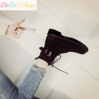 BOBO Angel春秋新款加绒马丁靴女英伦风学生平底短靴韩版百搭高帮中筒单靴子